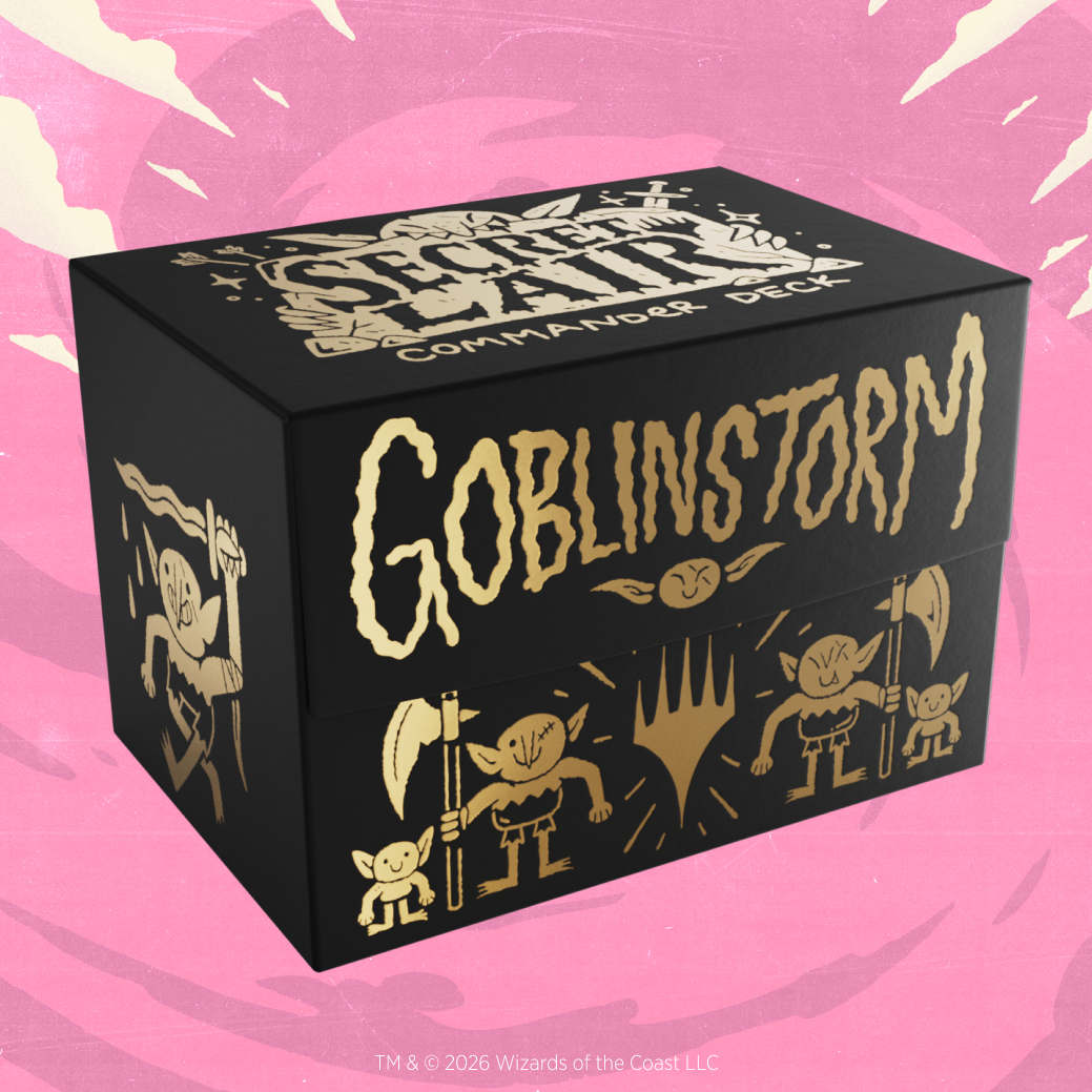 Caja del deck Goblin Storm ilustrada por Wizard of the Barge
